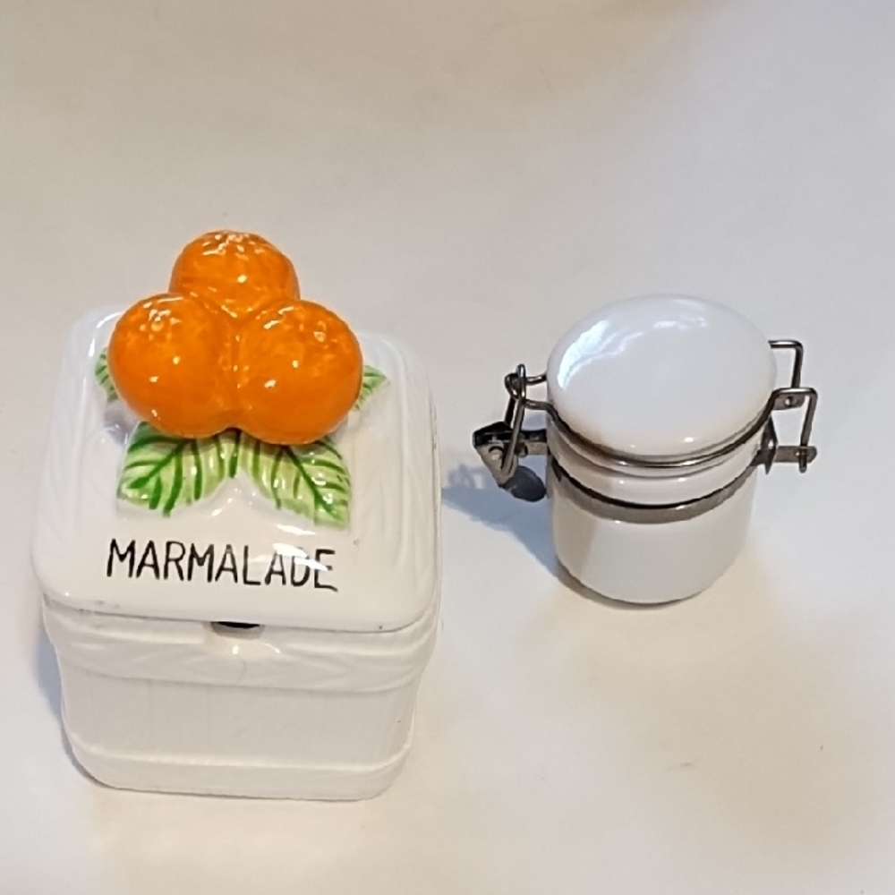 Ceramic Marmalade Jar with Orange Accent
